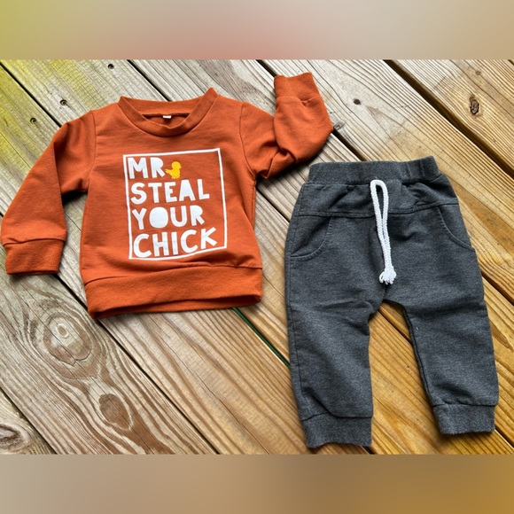 Infant baby toddler Mr steal your chick sweatshirt & sweatpants set - Picture 1 of 6